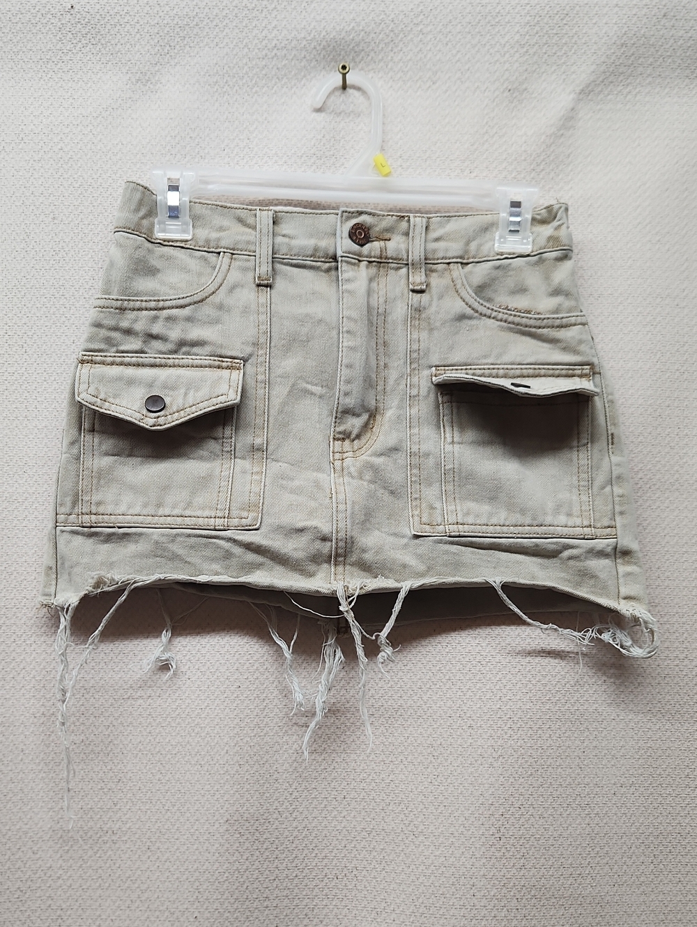 Sincerely Jules Cargo Pocket Denim Skort — Light Tan